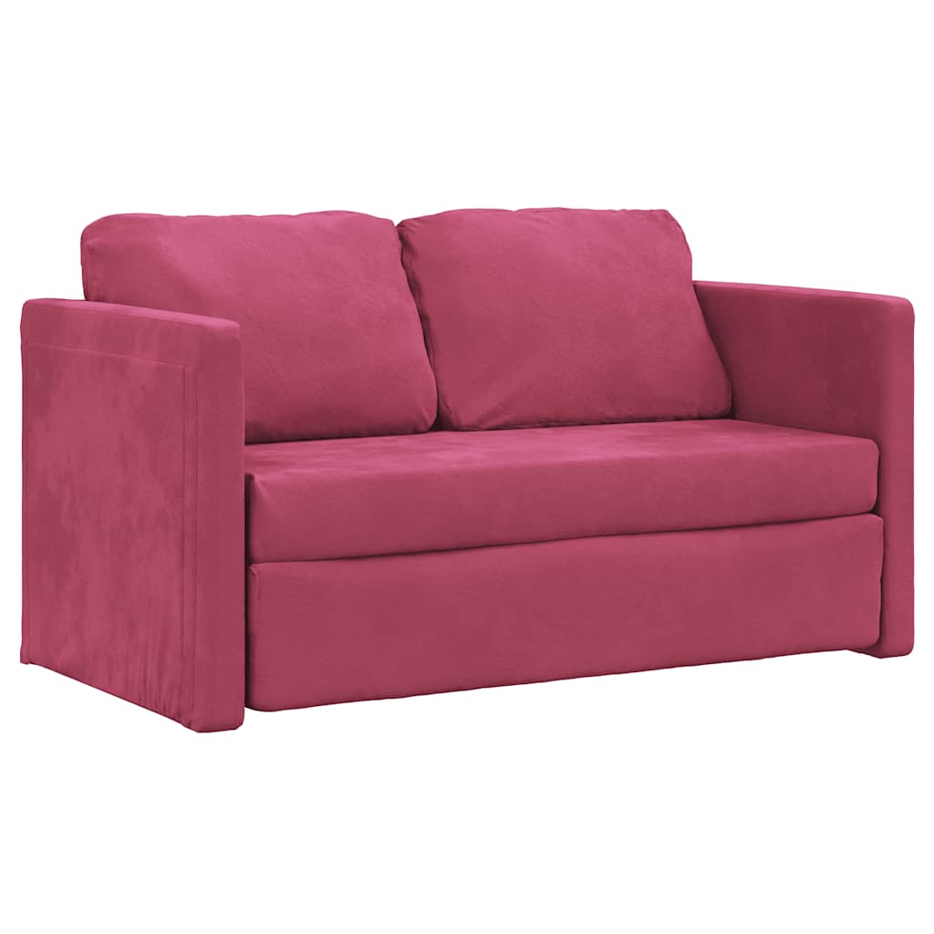 Sofá-cama sem pés 122x204x55 cm veludo vermelho tinto