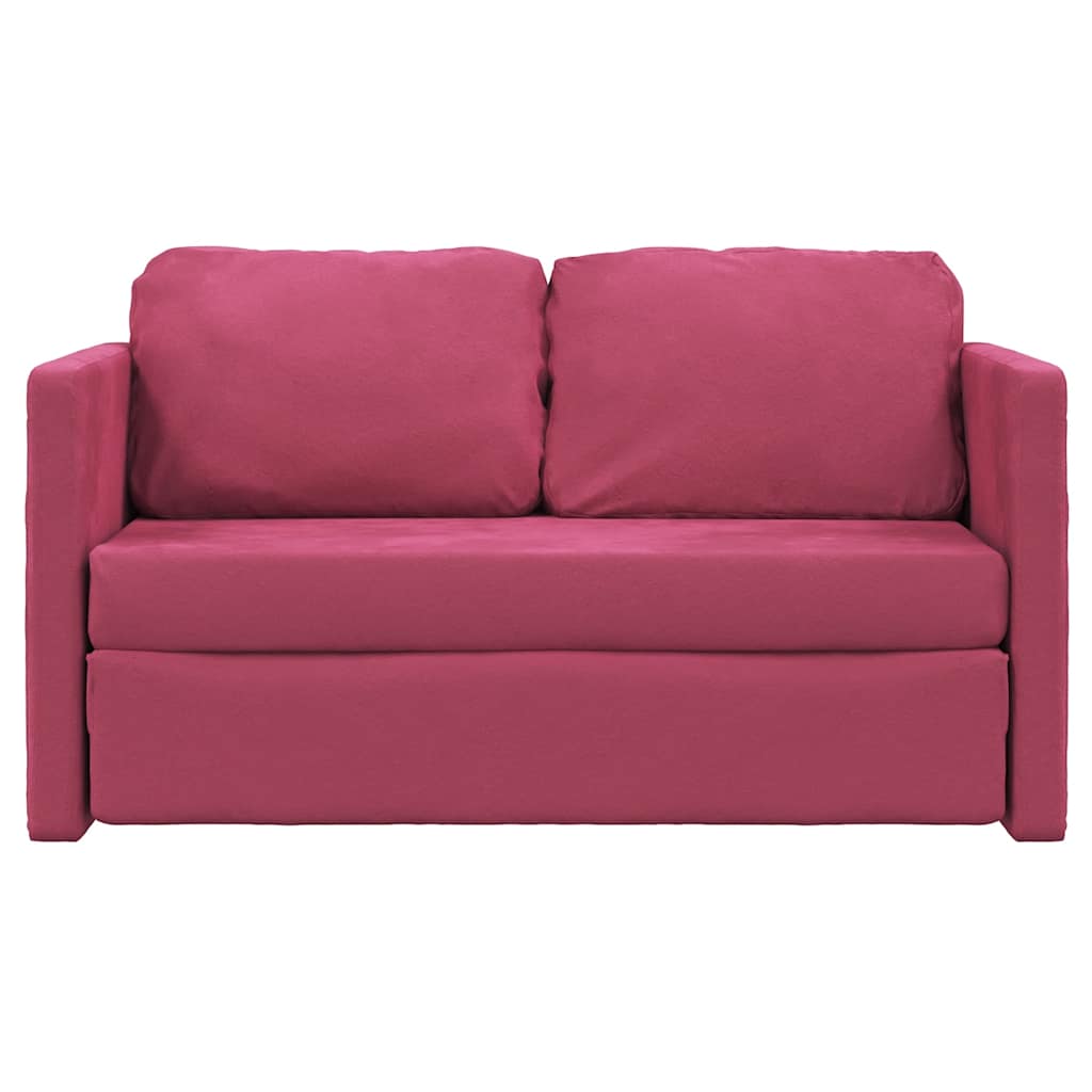 Sofá-cama sem pés 122x204x55 cm veludo vermelho tinto
