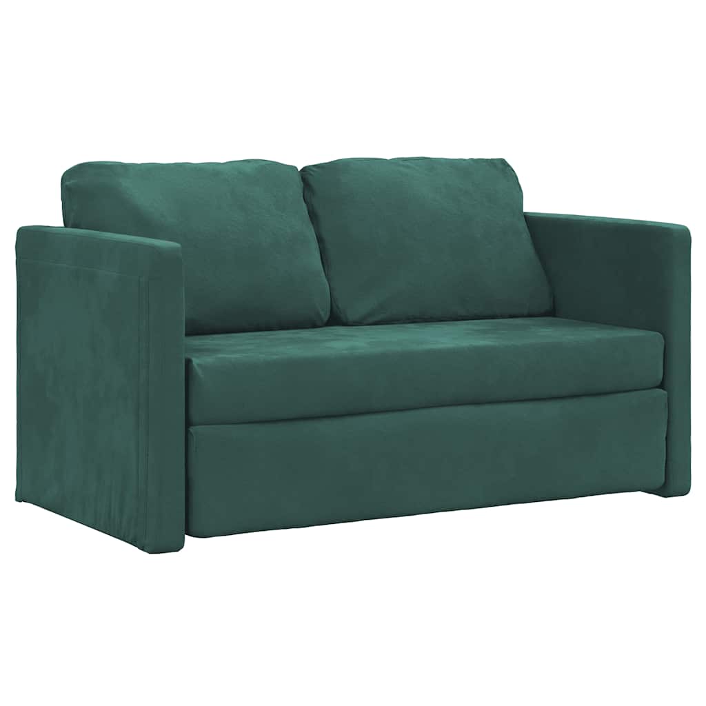 Sofá-cama sem pés 122x204x55 cm veludo verde-escuro