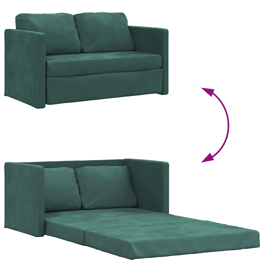 Sofá-cama sem pés 122x204x55 cm veludo verde-escuro