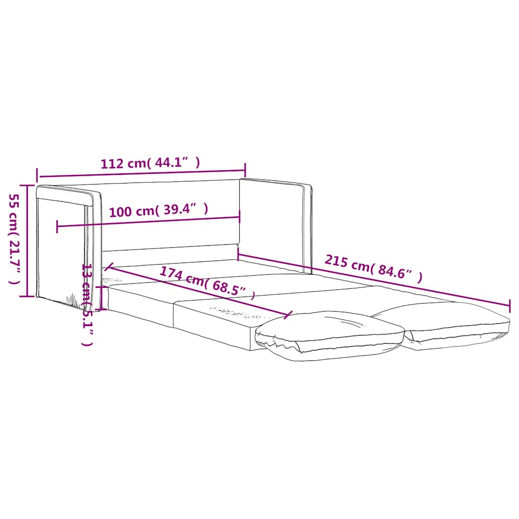 Sofá-cama sem pés 112x174x55 cm tecido cinzento-claro