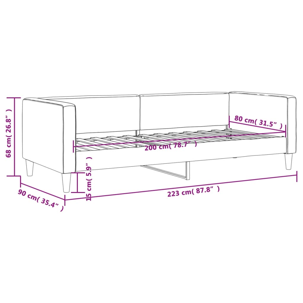 Sofá-cama 80x200 cm tecido cinzento-claro