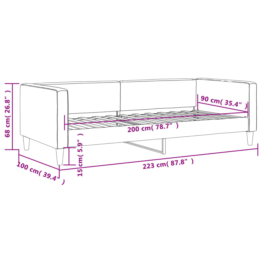 Sofá-cama 90x200 cm tecido cinzento-claro
