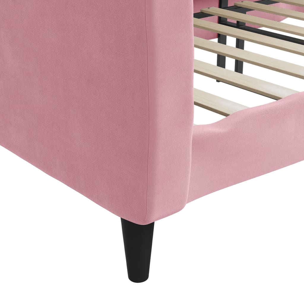 Sofá-cama 100x200 cm veludo rosa