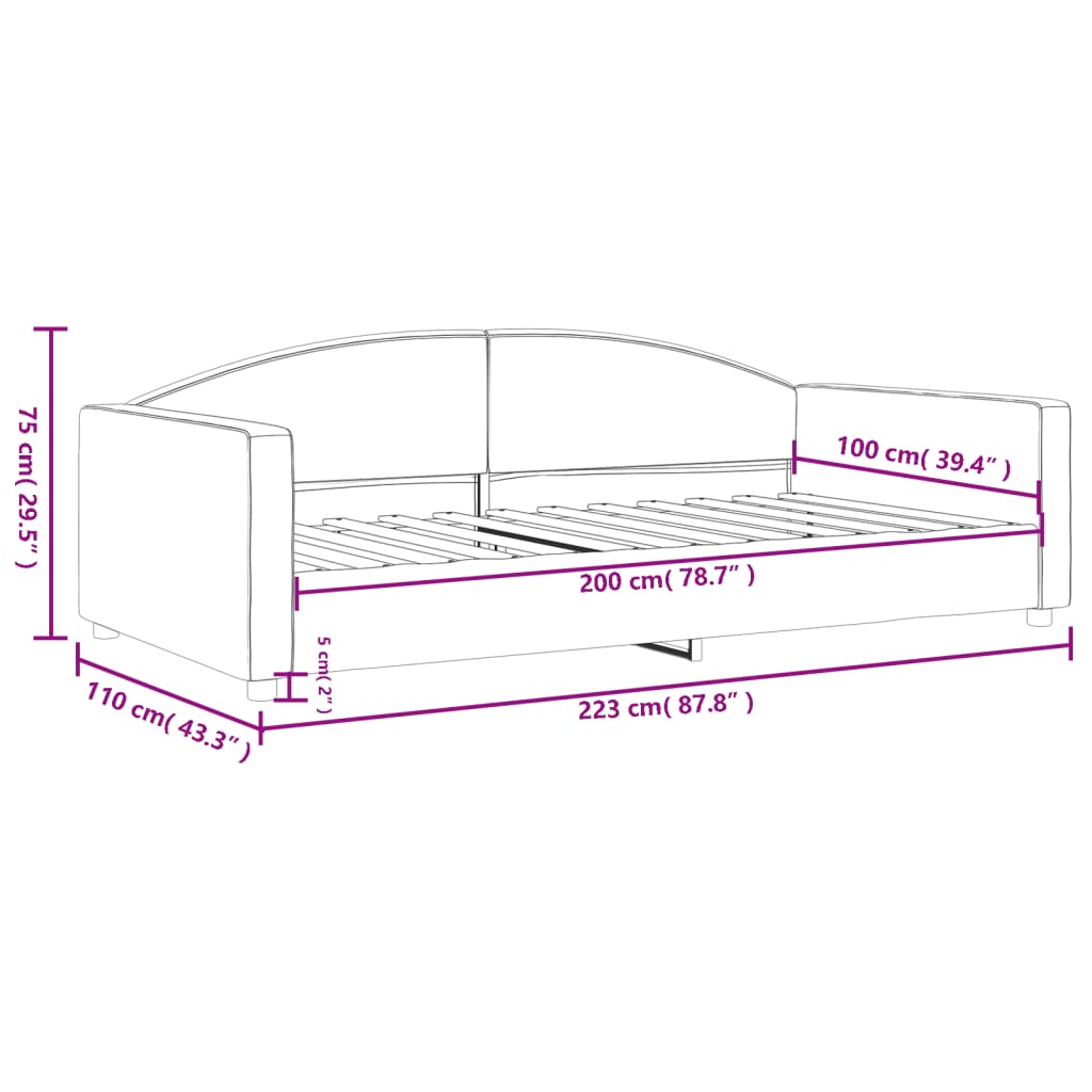 Sofá-cama 100x200 cm tecido cinzento-acastanhado