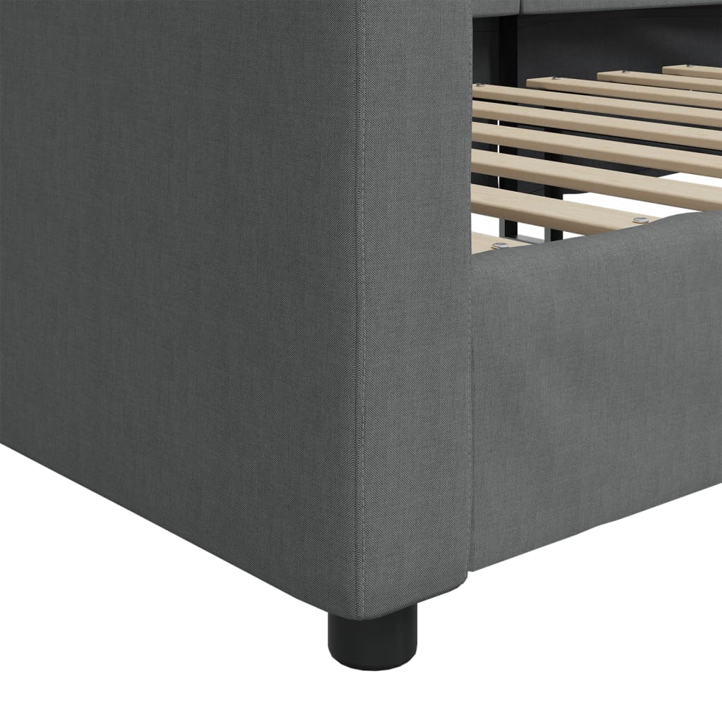 Sofá-cama 90x190 cm tecido cinzento-escuro