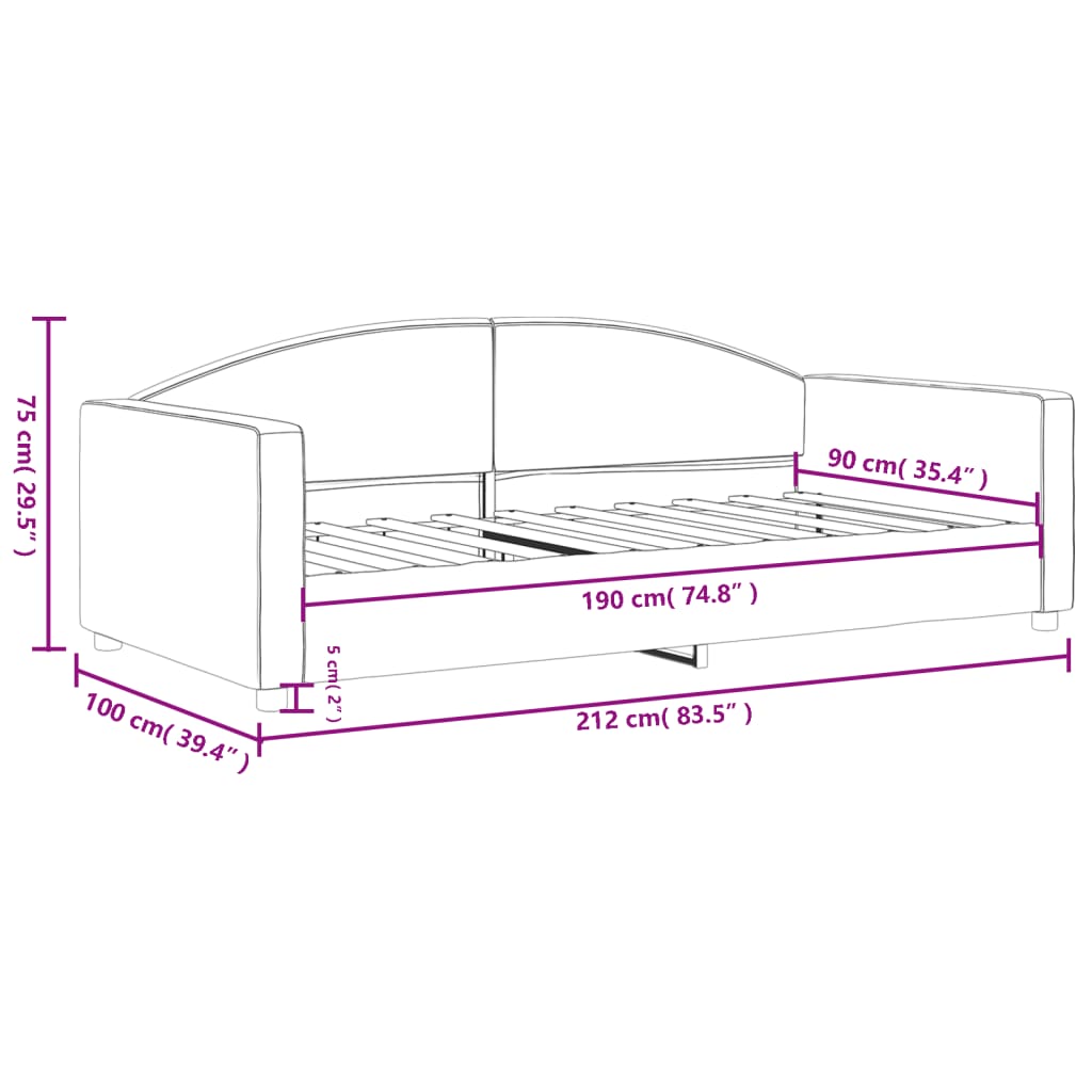 Sofá-cama 90x190 cm tecido cinzento-escuro