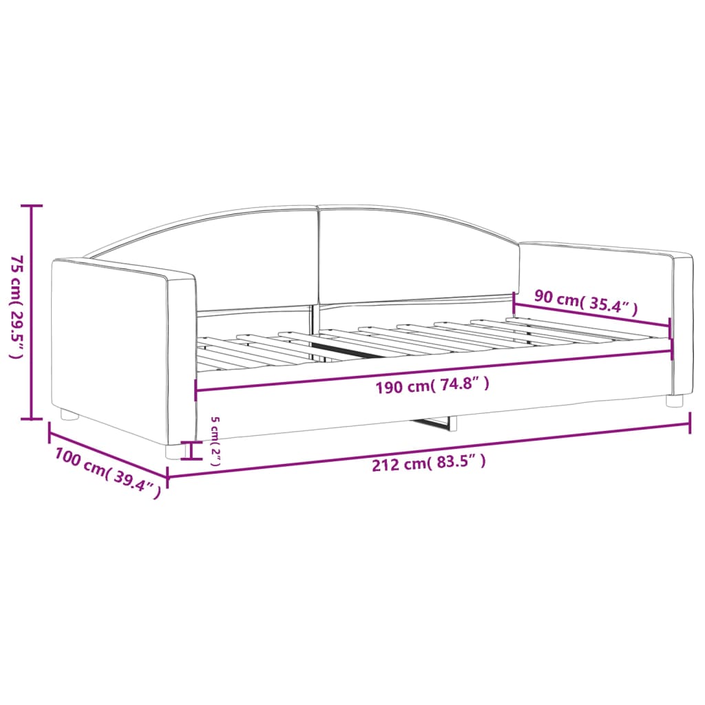 Sofá-cama 90x190 cm tecido preto