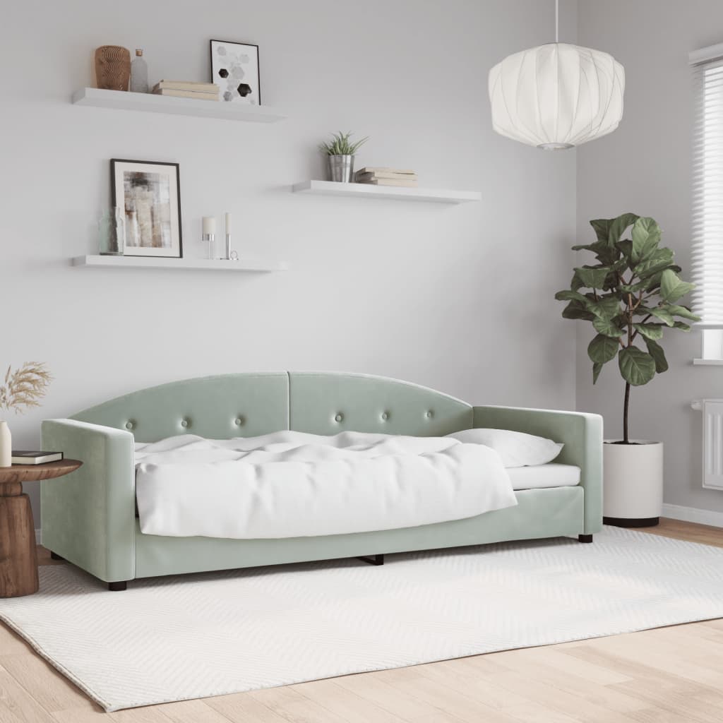 Sofá-cama 80x200 cm veludo cinzento-claro