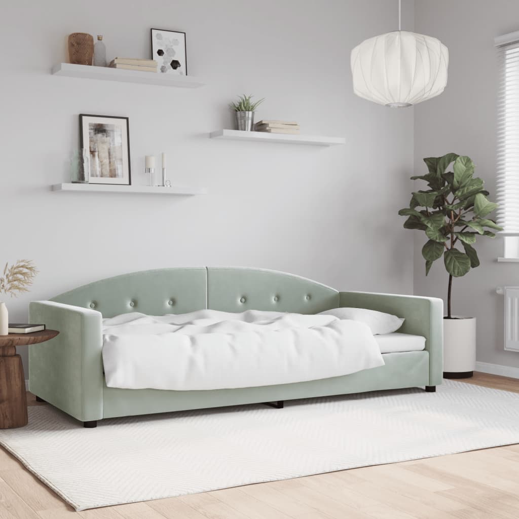 Sofá-cama 90x190 cm veludo cinzento-claro