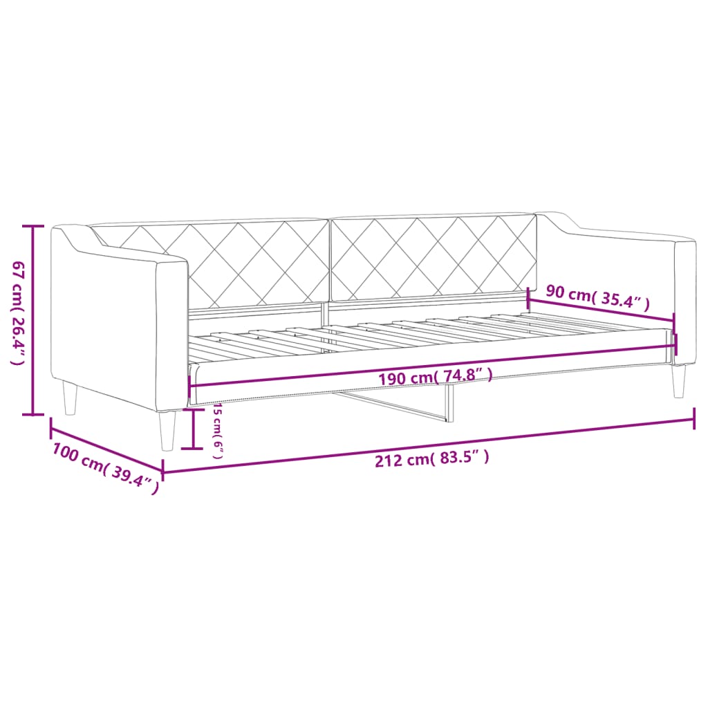 Sofá-cama 90x190 cm tecido cinzento-escuro