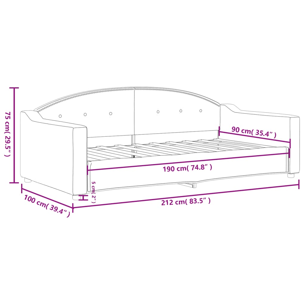 Sofá-cama 90x190 cm tecido cinzento-escuro