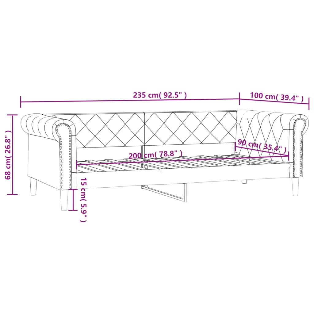 Sofá-cama 90x200 cm couro artificial branco