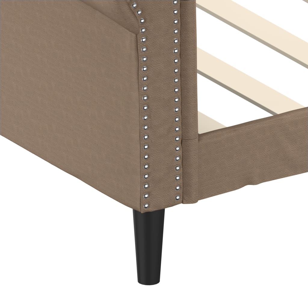 Sofá-cama 100x200 cm couro artificial cappuccino