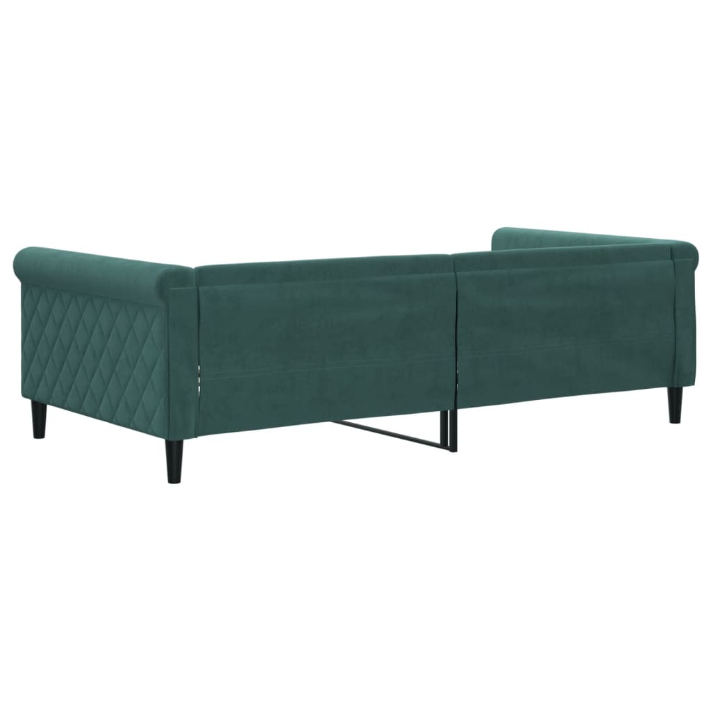 Sofá-cama 100x200 cm veludo verde-escuro