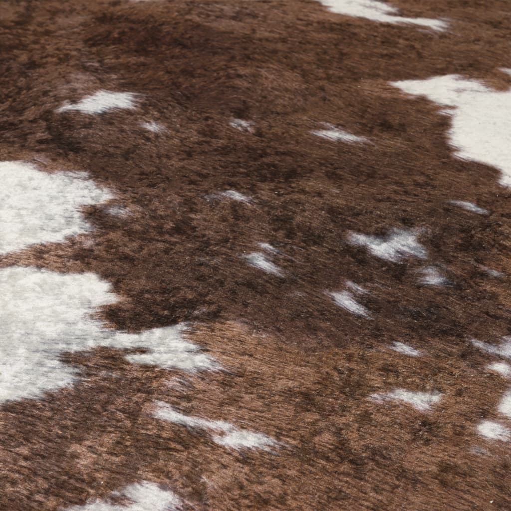 Tapete lavável antiderrapante 120x170 cm vaca castanho e branco