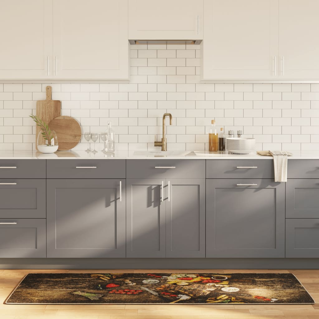 Tapete de cozinha lavável antiderrapante 60x180 cm multicor