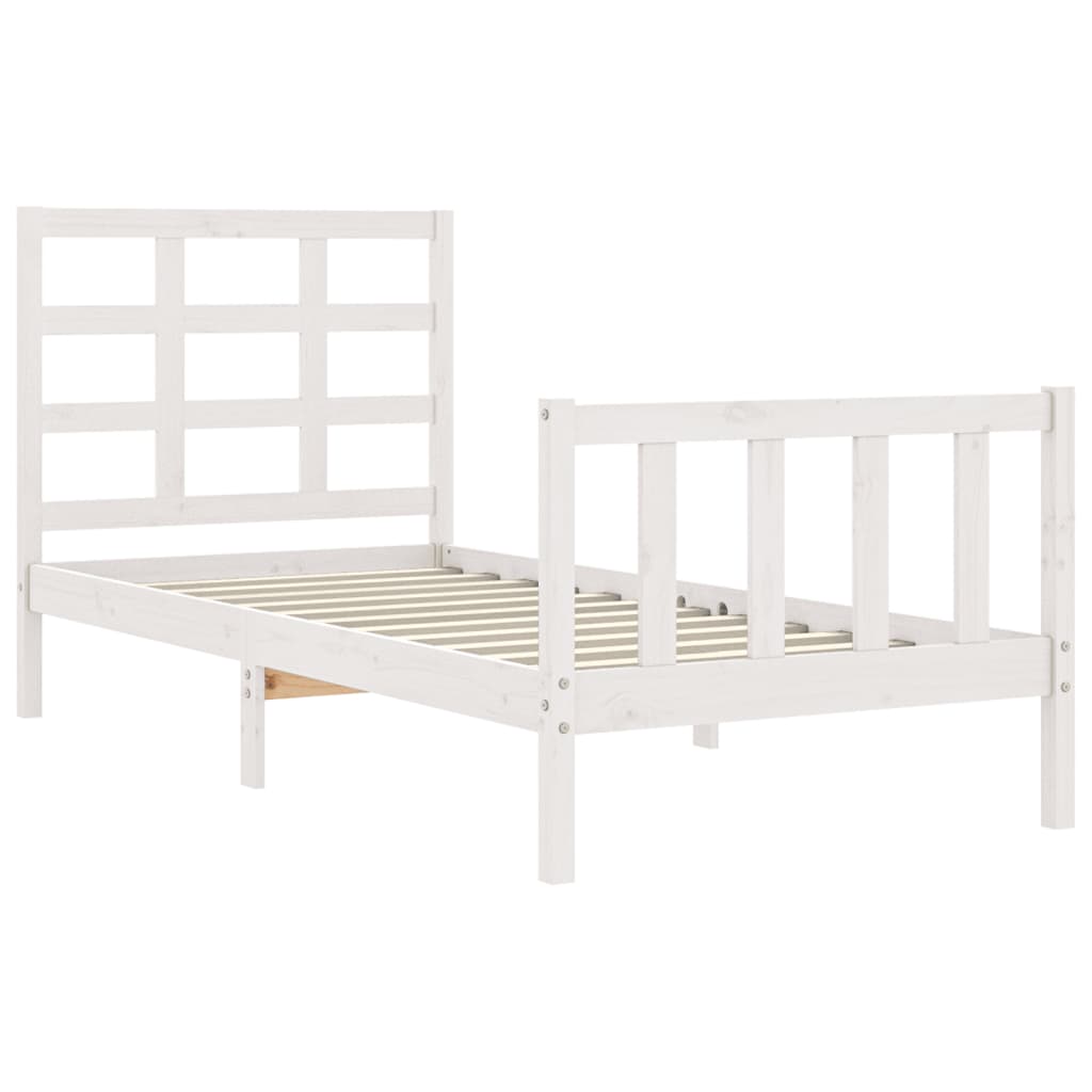Cama sem colchão 90x190 cm madeira de pinho maciça branco