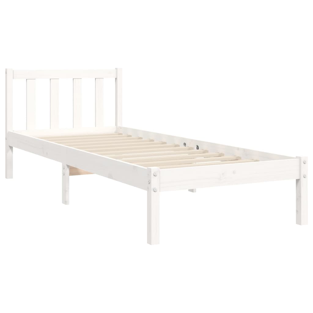 Cama sem colchão 90x190 cm madeira de pinho maciça branco