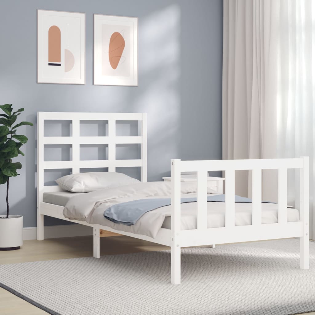 Cama sem colchão 90x190 cm madeira de pinho maciça branco