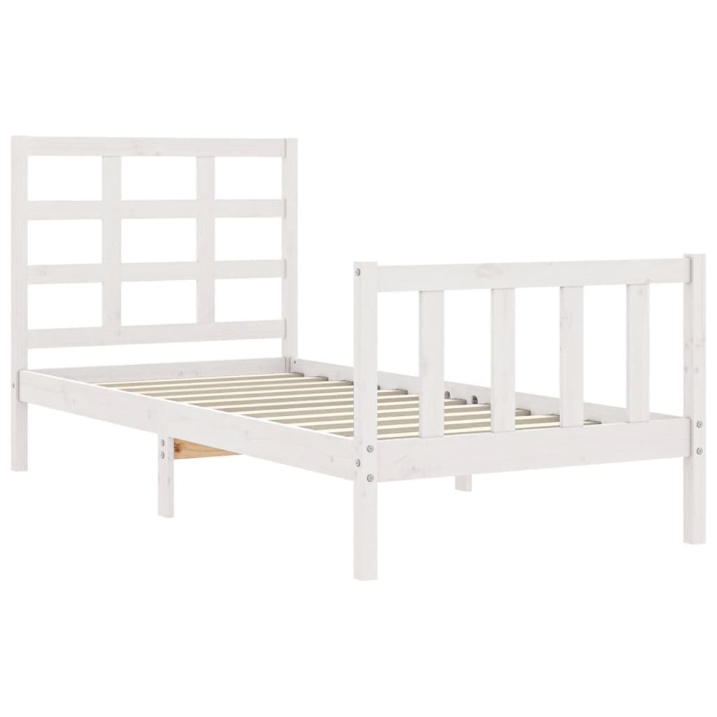 Cama sem colchão 90x200 cm madeira de pinho maciça branco
