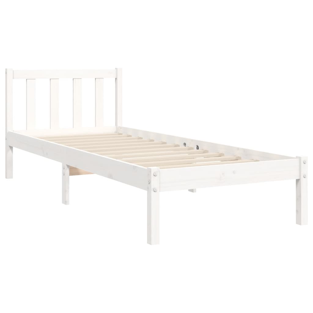 Cama sem colchão 90x200 cm madeira de pinho maciça branco