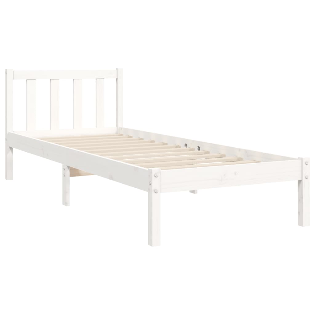 Cama sem colchão 100x200 cm madeira de pinho maciça branco
