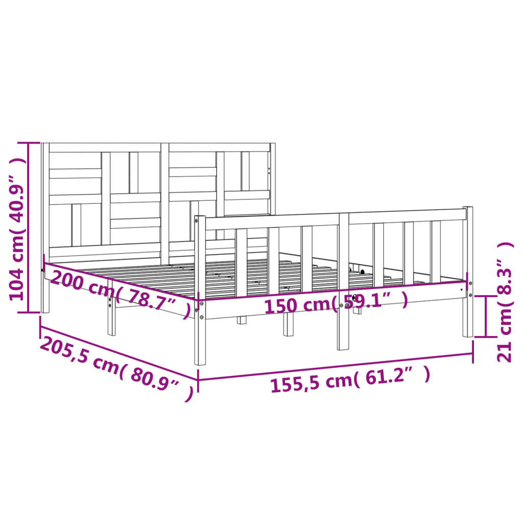 Estrutura de cama King Size com cabeceira madeira maciça branco