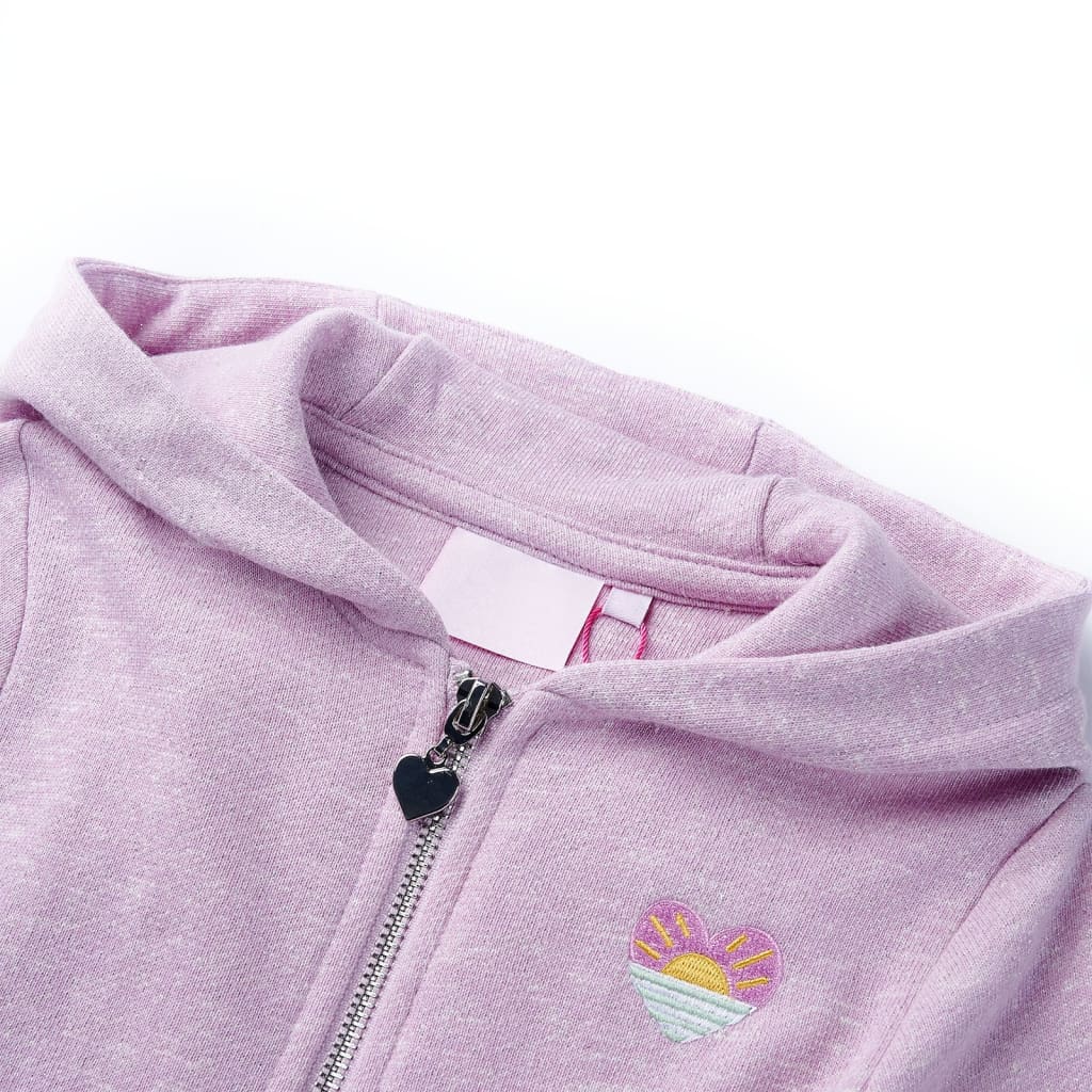 Sweatshirt para criança com capuz e fecho mistura de rosa claro 92