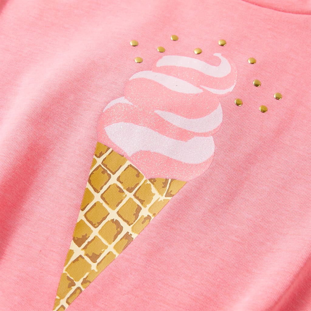 T-shirt de criança rosa-brilhante fluorescente 140