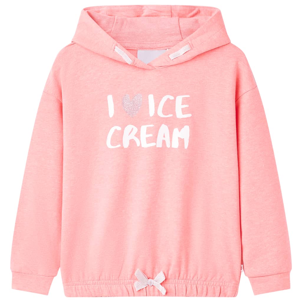 Sweatshirt para criança com capuz rosa-brilhante 140