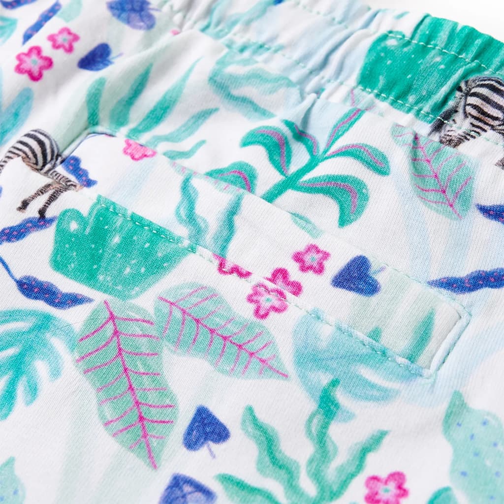 Calções de criança com cordão cor cru e menta-escuro 128