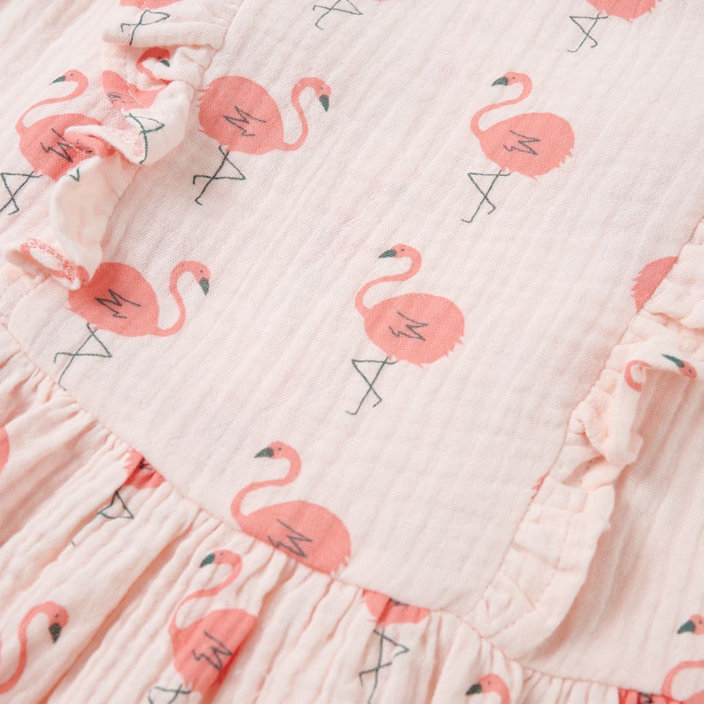 Vestido de criança com folhos rosa-suave 140