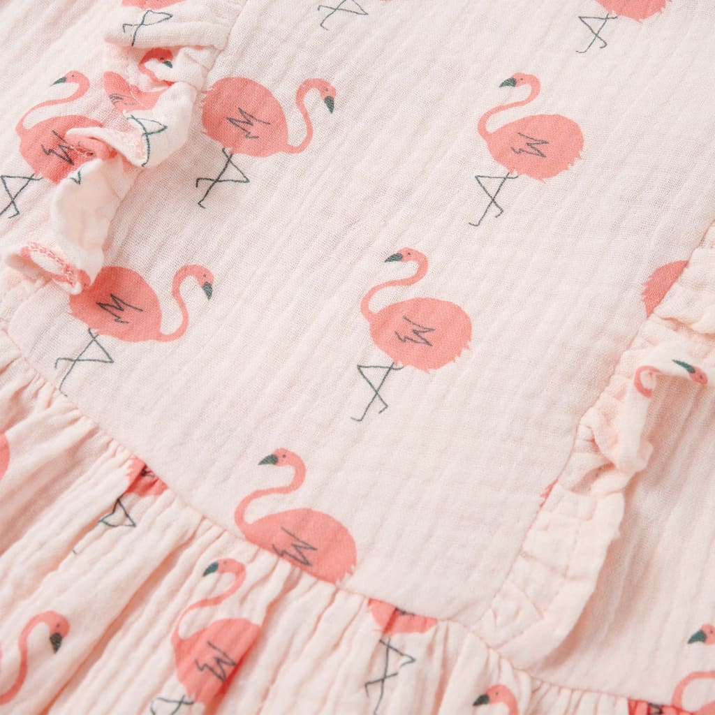 Vestido de criança com folhos rosa-suave 140