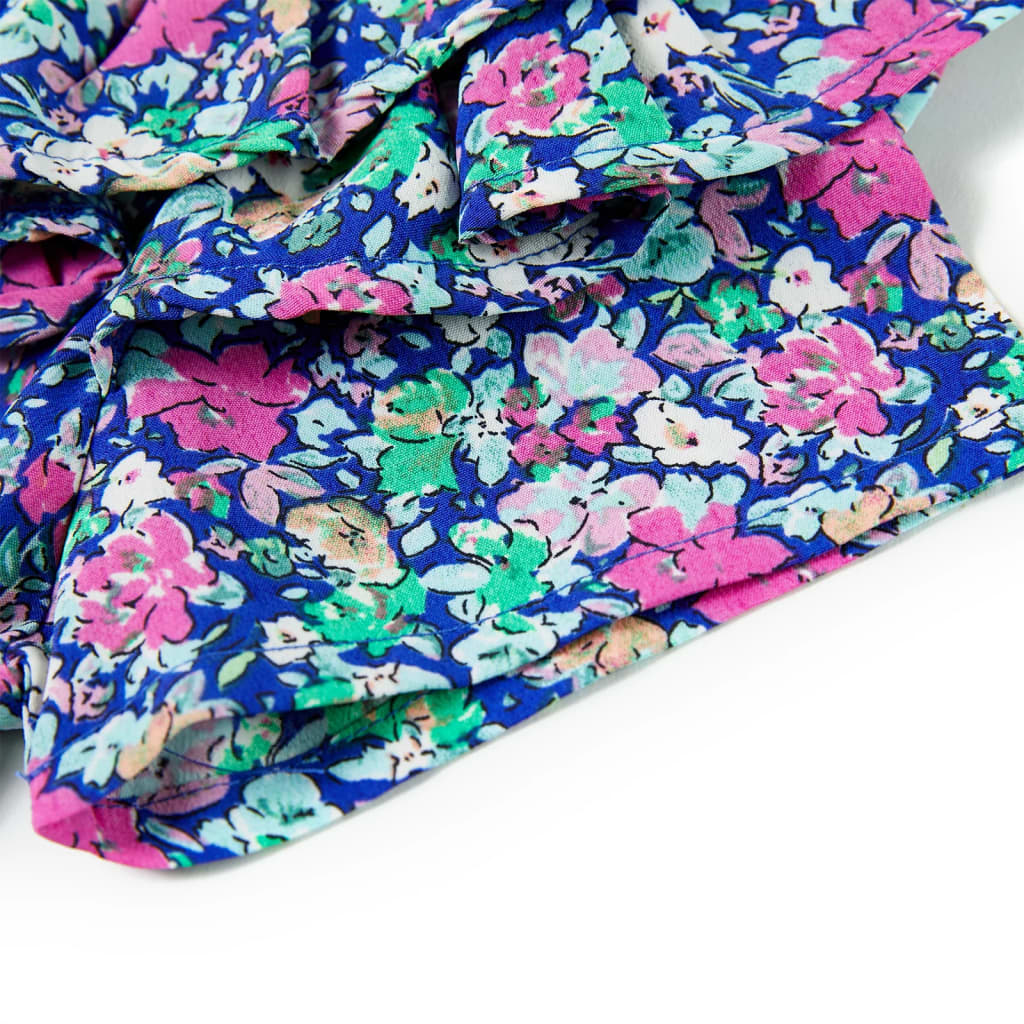 Vestido de manga com folhos para criança azul-cobalto 128