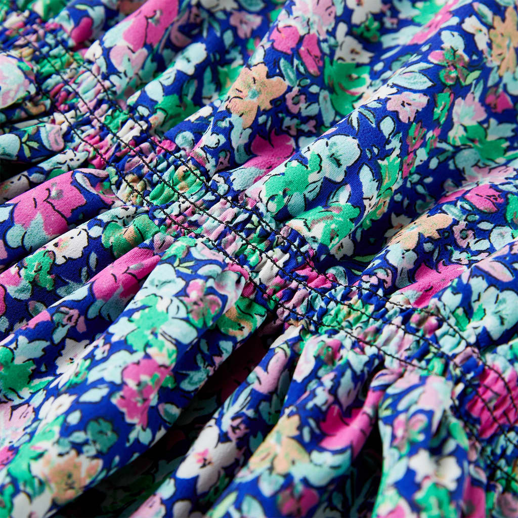 Vestido de manga com folhos para criança azul-cobalto 128