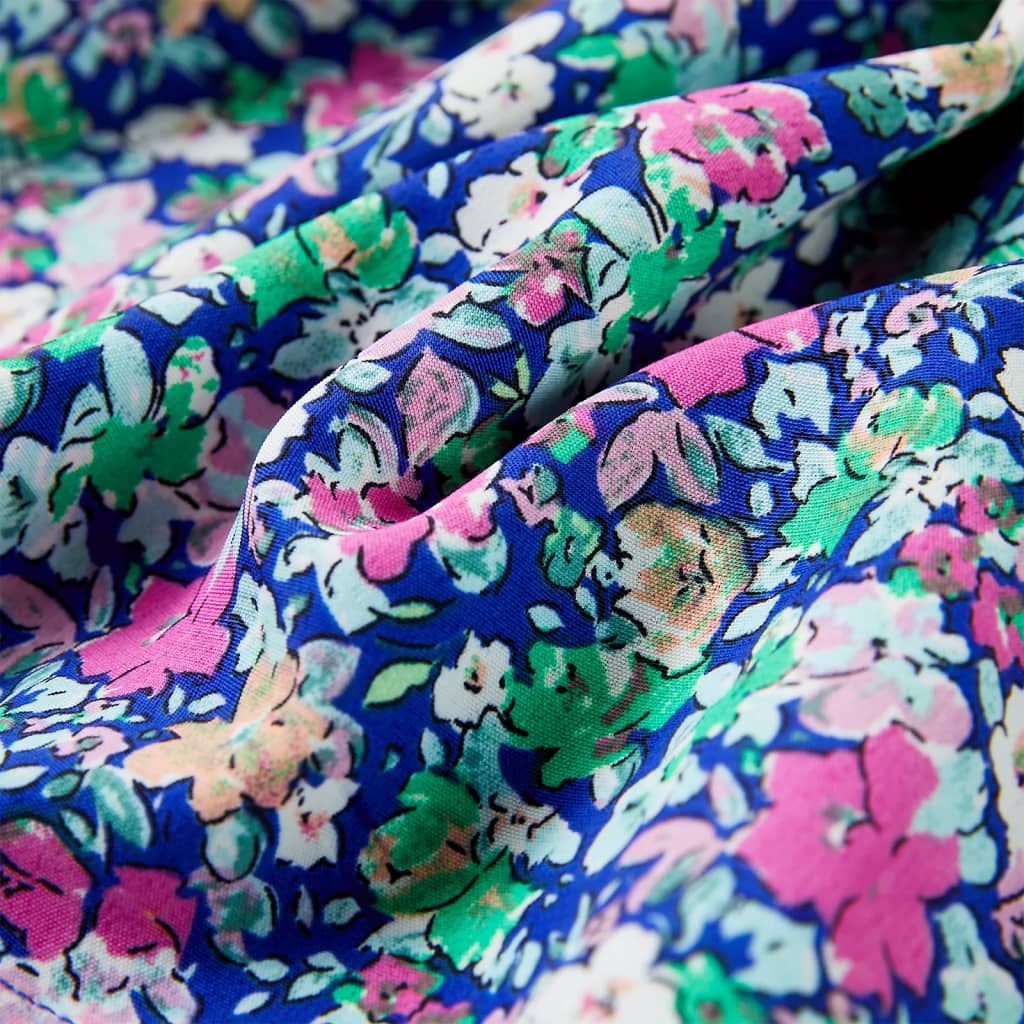 Vestido de manga com folhos para criança azul-cobalto 128