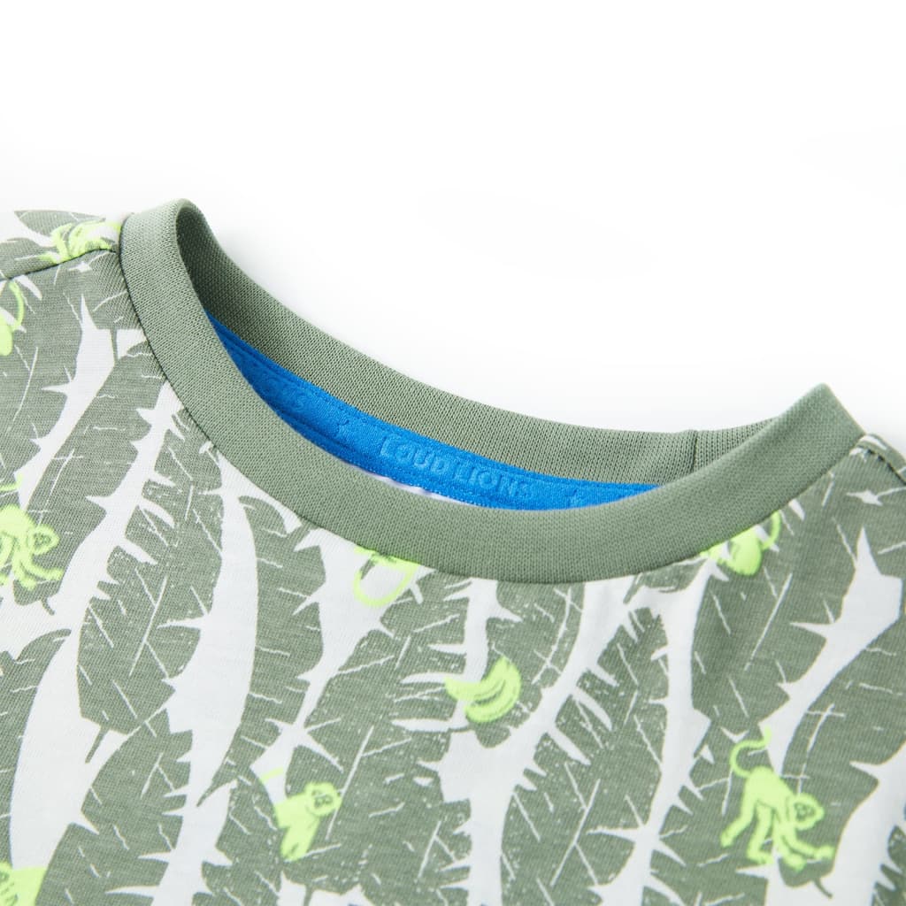 T-shirt para criança cor cru e hera-escuro 116