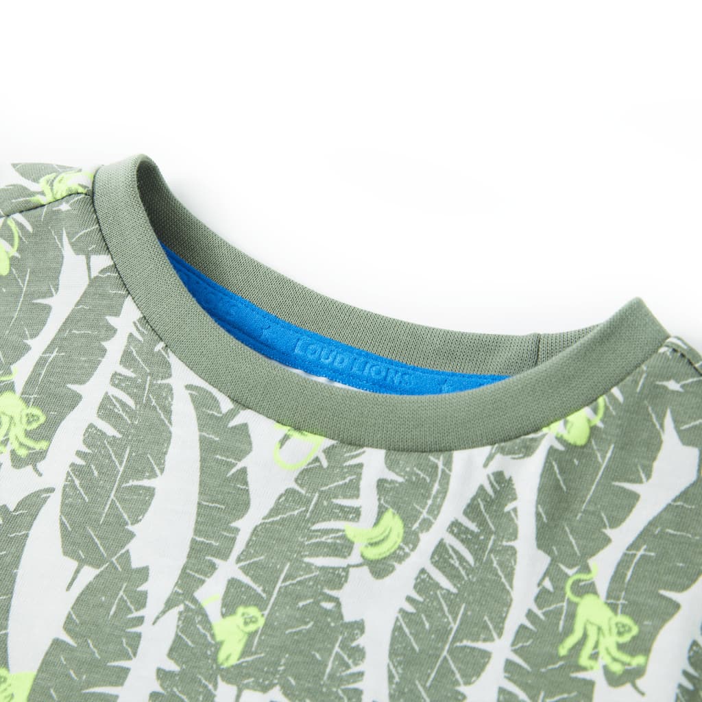 T-shirt para criança cor cru e hera-escuro 116