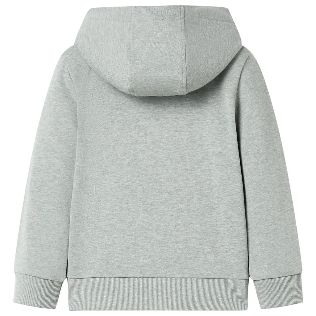 Sweatshirt para criança com capuz e fecho caqui-claro mesclado 128