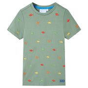 T-shirt de manga curta para criança caqui 128