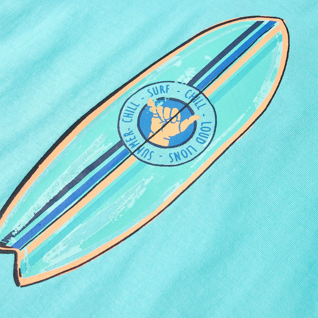 T-shirt de manga curta para criança ciano 128