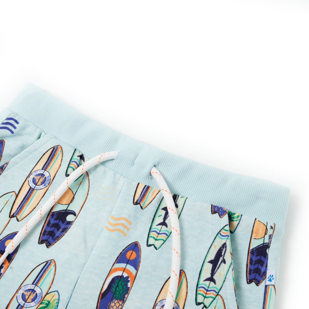 Calções de criança com cordão azul-suave mesclado 140