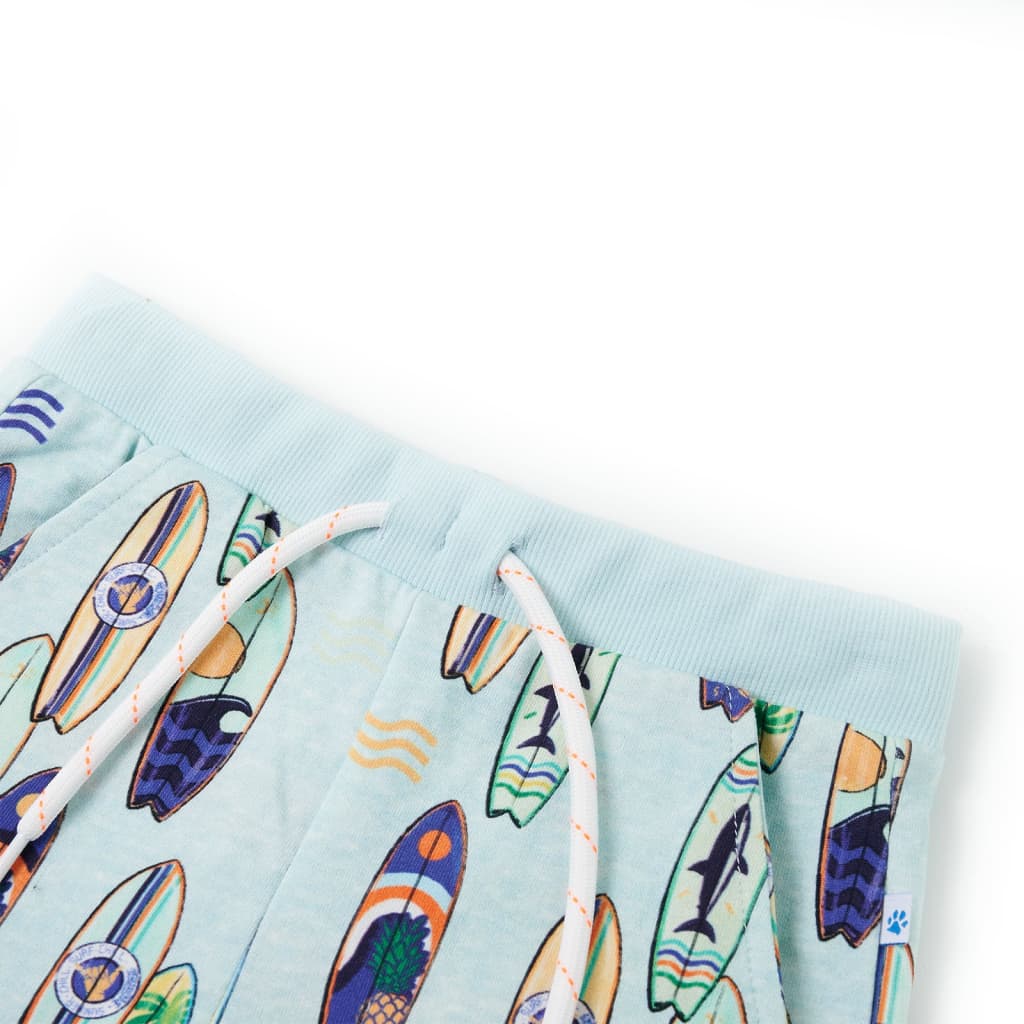 Calções de criança com cordão azul-suave mesclado 140