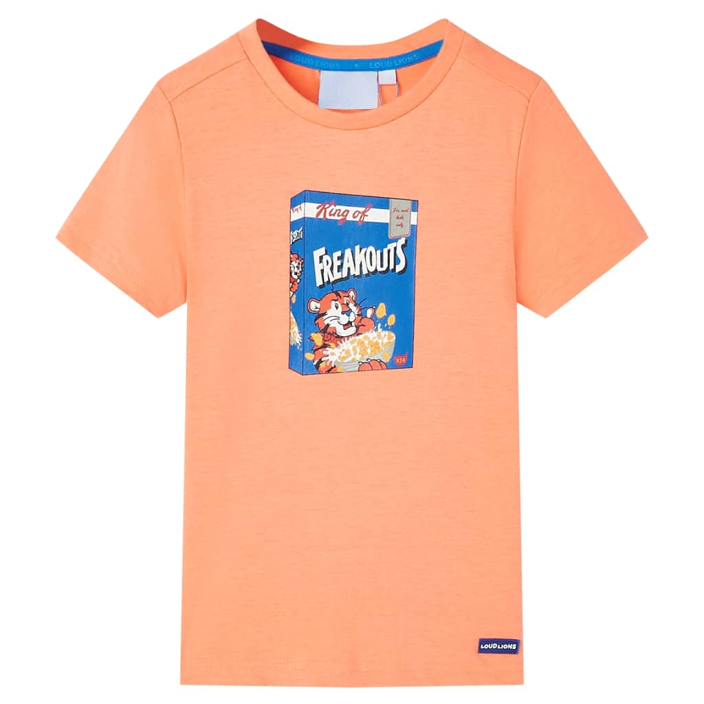 T-shirt de manga curta para criança laranja néon 140