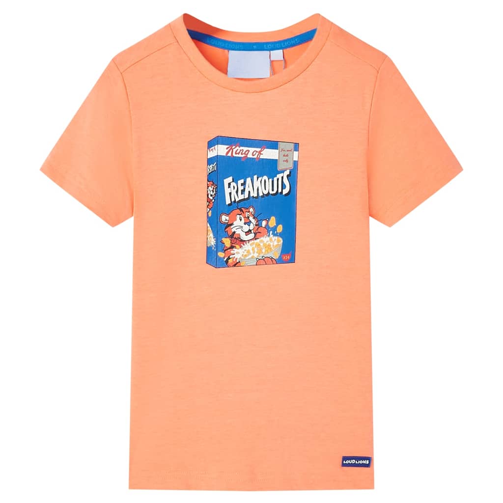 T-shirt de manga curta para criança laranja néon 140