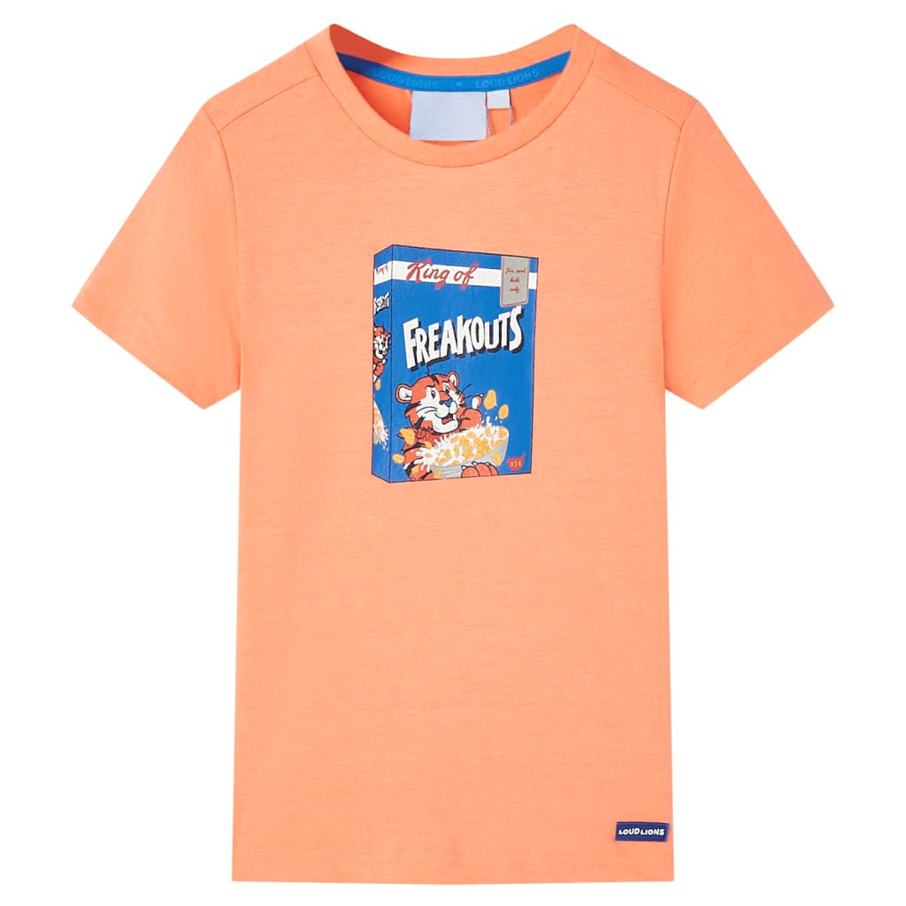 T-shirt de manga curta para criança laranja néon 140