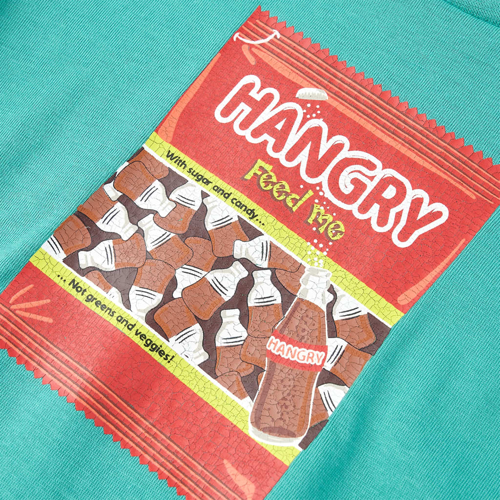 T-shirt infantil com mangas curtas menta-escuro 140