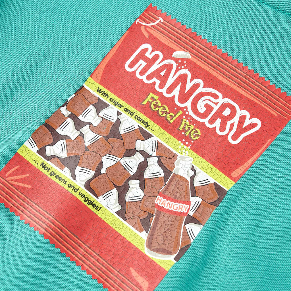 T-shirt infantil com mangas curtas menta-escuro 140