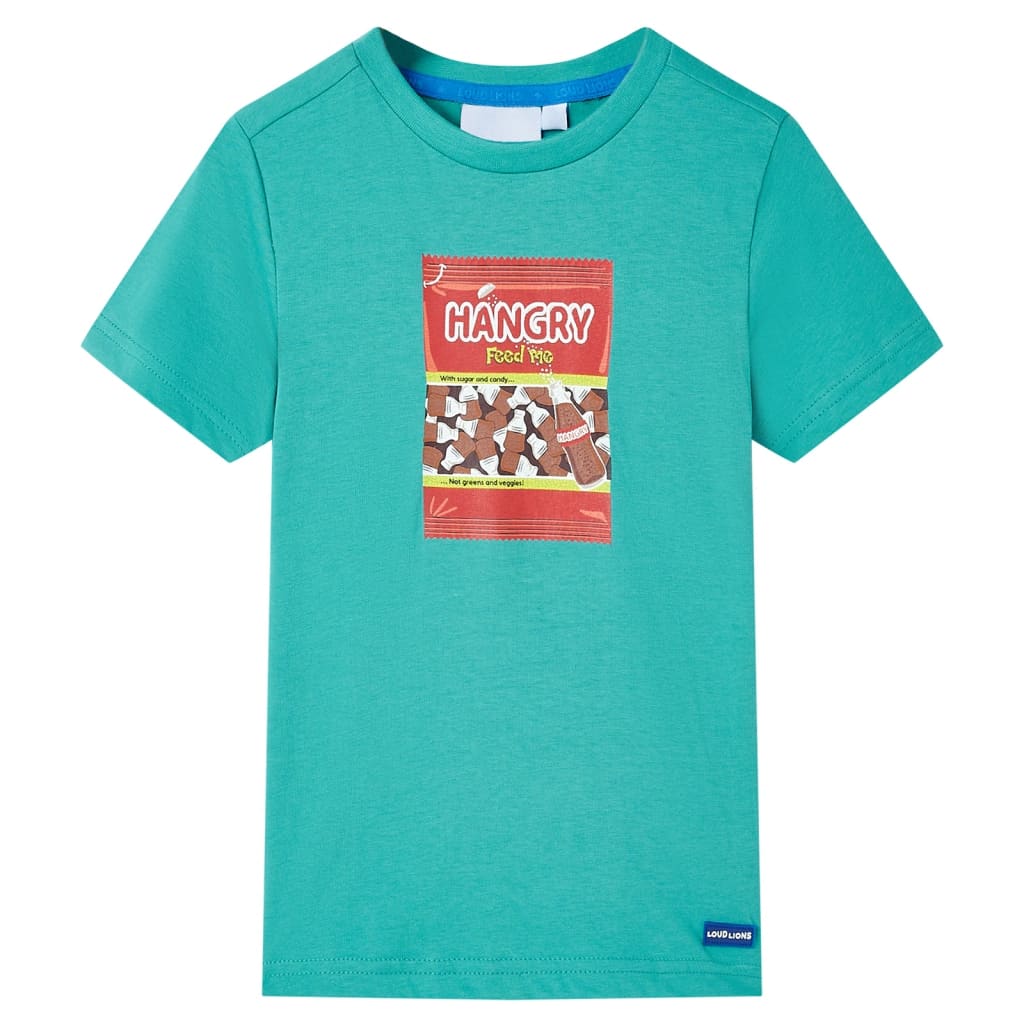 T-shirt infantil com mangas curtas menta-escuro 140